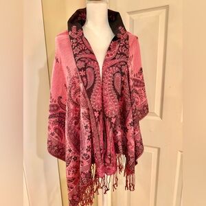 Pashmina Scarf Pink Black (but no brand tag)